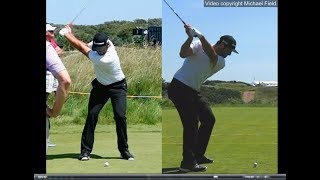 Jon Rahm golf swing  Long Iron faceon amp downtheline July 2017 [upl. by Janie]