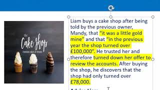 How to apply misrepresentation Liam cupcake scenario [upl. by Eenimod]