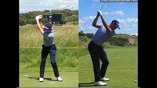 Justin Thomas golf swing  Long Iron faceon amp downtheline July 2017 [upl. by Mar184]