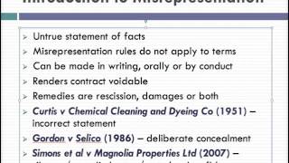 Misrepresentation Lecture 1 of 4 [upl. by Horatia]